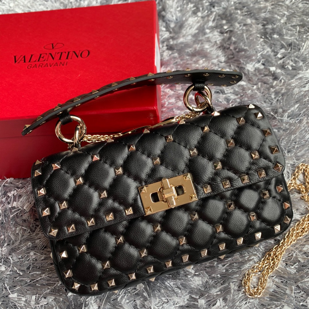 Valentino Black Rockstud Quilted Bag