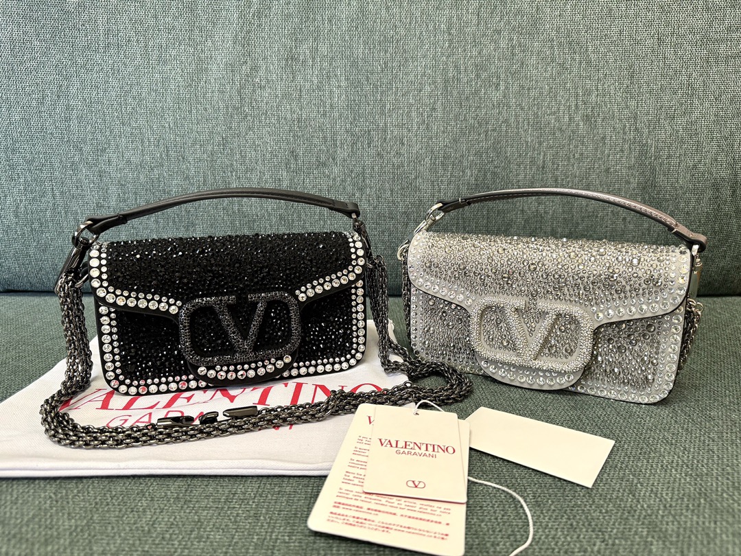 Valentino Garavani Small Locò crystal-embellished Shoulder