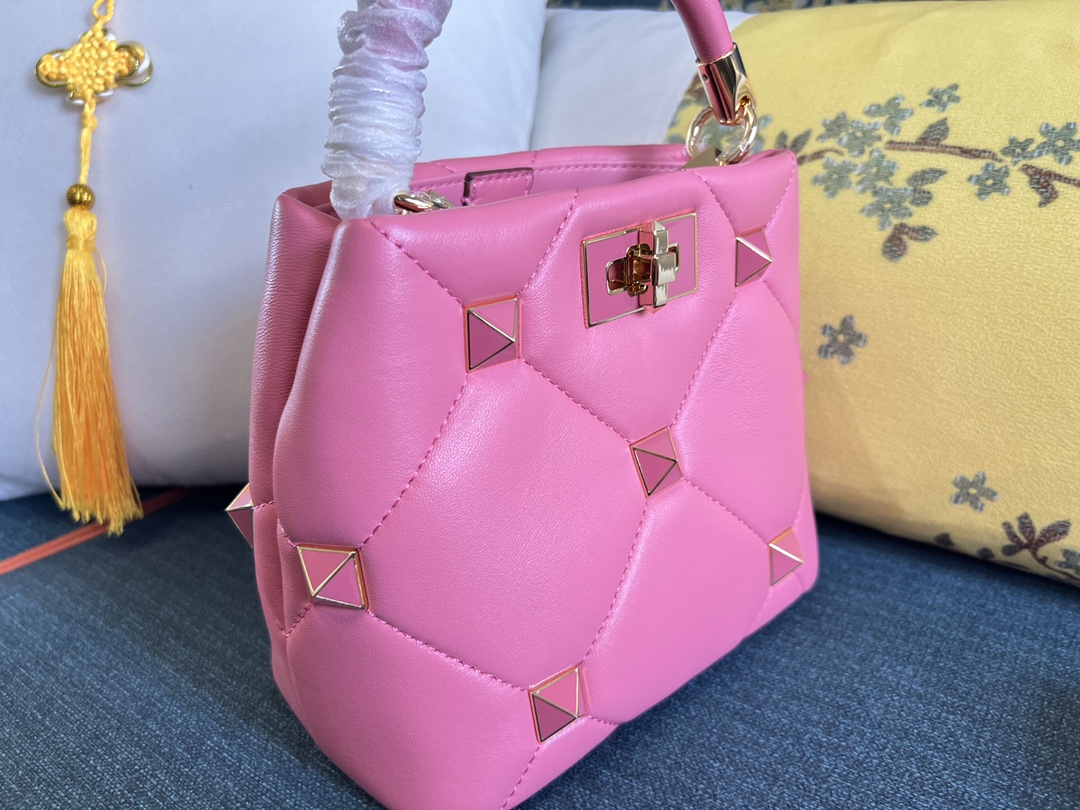 Valentino Garavani Small Rockstud Leather Top Handle