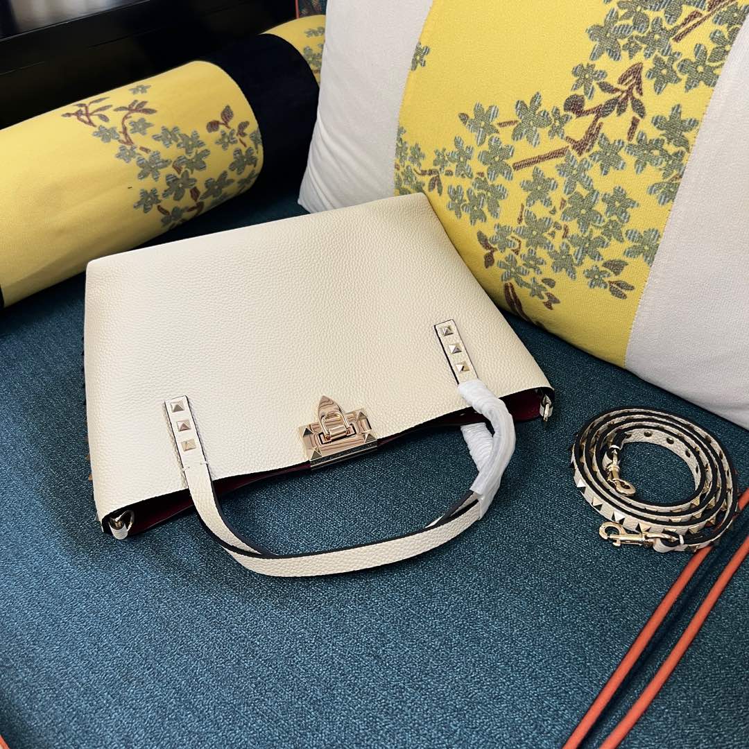 VALENTINO GARAVANI Small Rockstud Leather Tote Bag