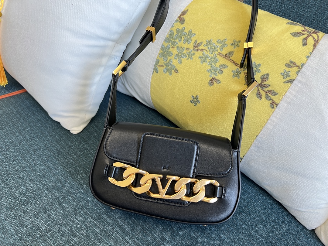 Valentino Garavani VLogo Leather Crossbody Bag | Black