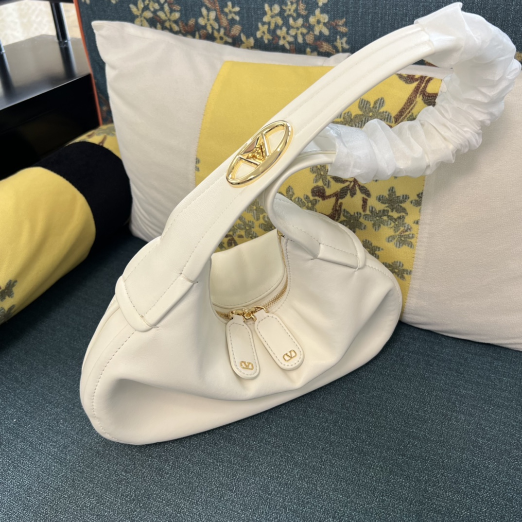 Valentino Garavani VLogo Moon Leather Tote Bag | White |