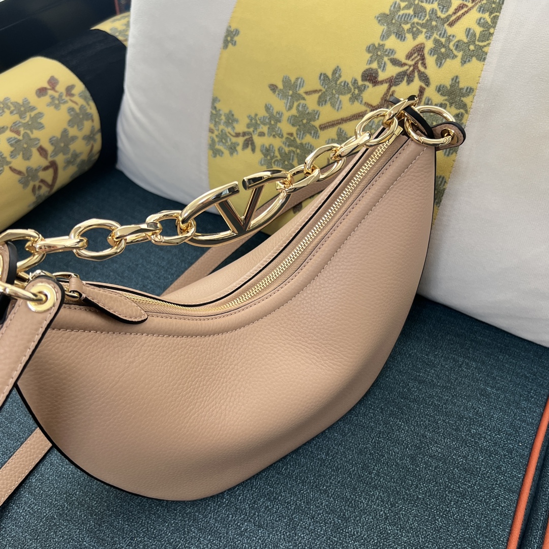 Valentino Garavani VLogo Moon Medium Grainy Calfskin Hobo