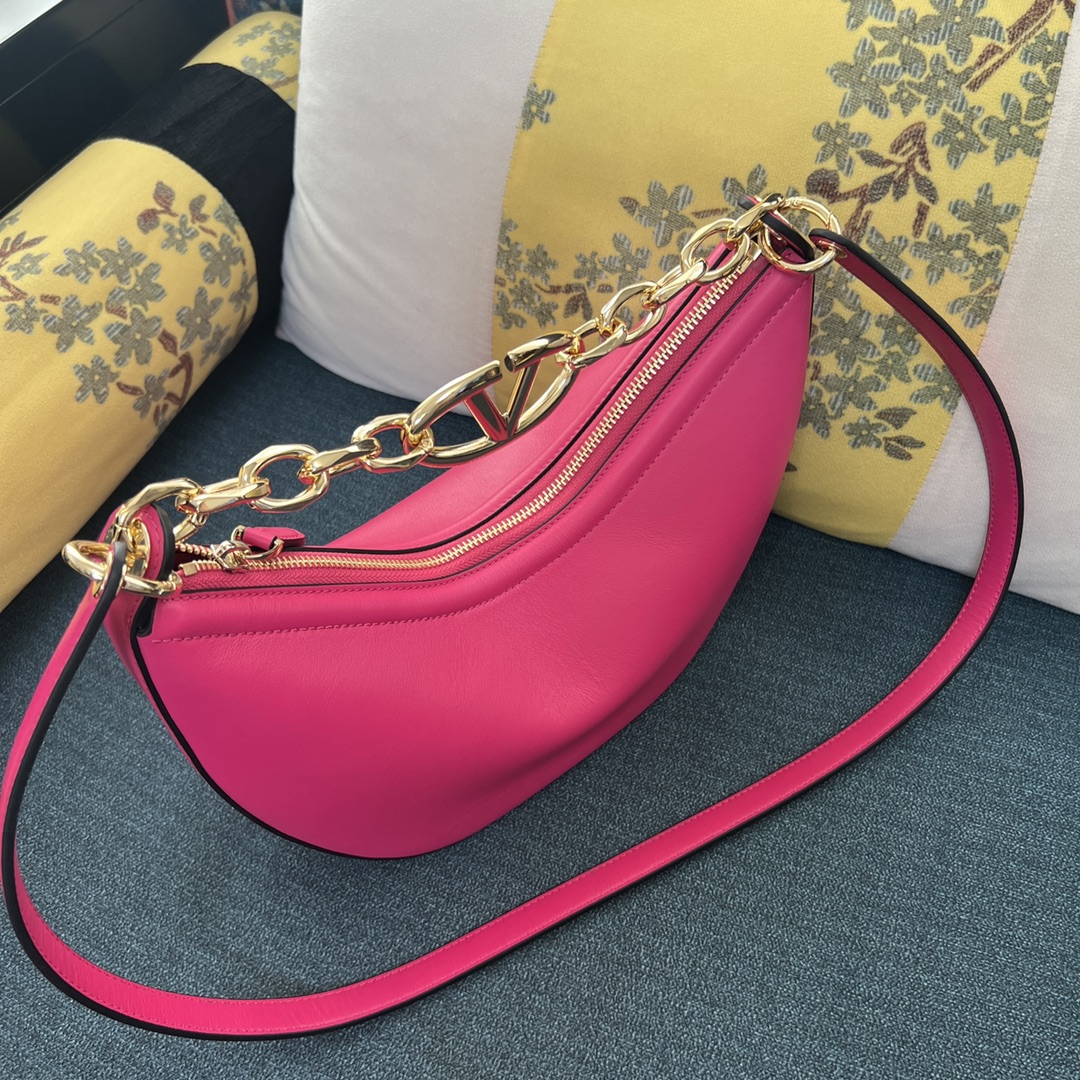 VALENTINO GARAVANI - VLogo Moon medium leather shoulde PINK