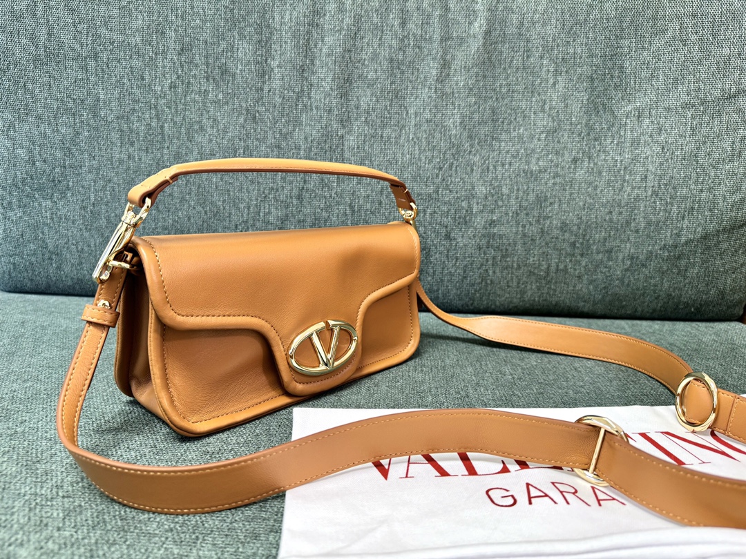 Valentino Garavani VLogo Signature Leather Shoulder Bag | Brown
