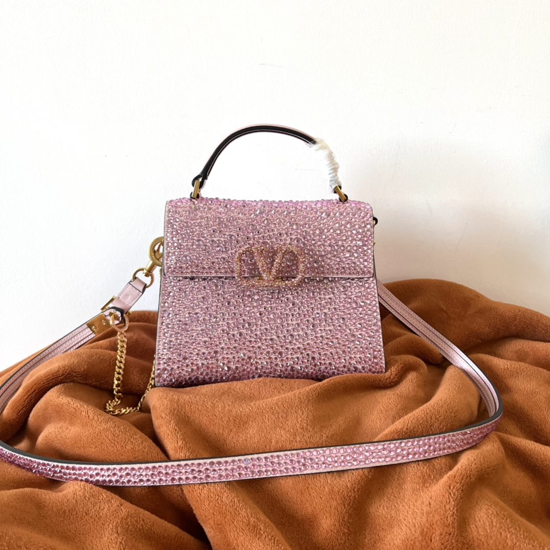 Valentino Garavani VSLING Mini Crystal-Embellished Top-Handle Bag
