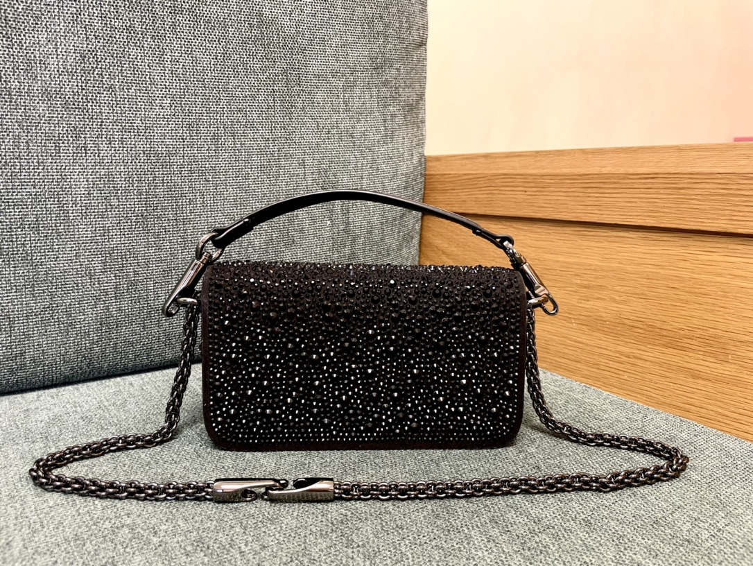 Valentino Logo 19cm bag studded with brown  rhinestones