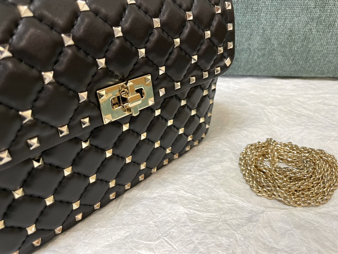 Valentino Medium Nappa Rockstud Spike Bag for Woman in Black |