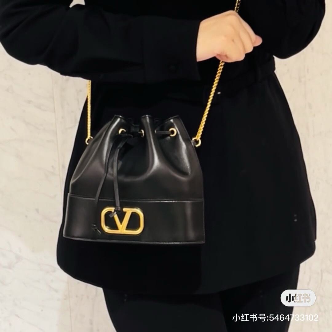 Valentino Mini Bucket Bag In Nappa With Vlogo Signature Chain for