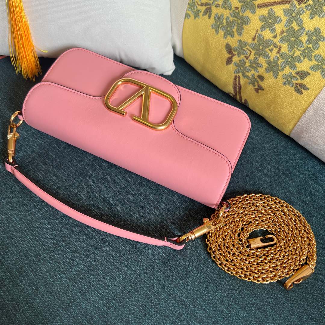 Valentino Pink Leather VLogo Clutch Bag Valentino