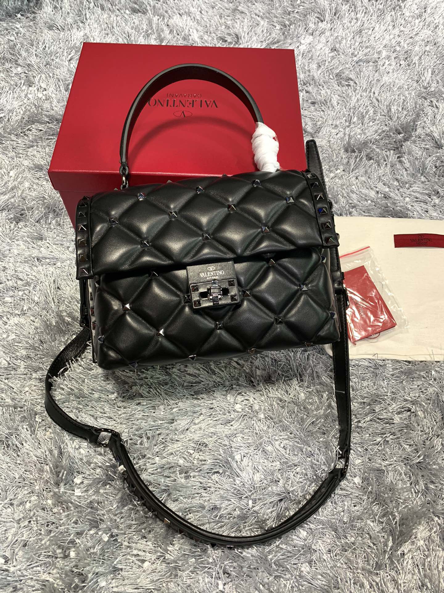 Valentino Quilted Top Handle Bag - Black Handle Bags,