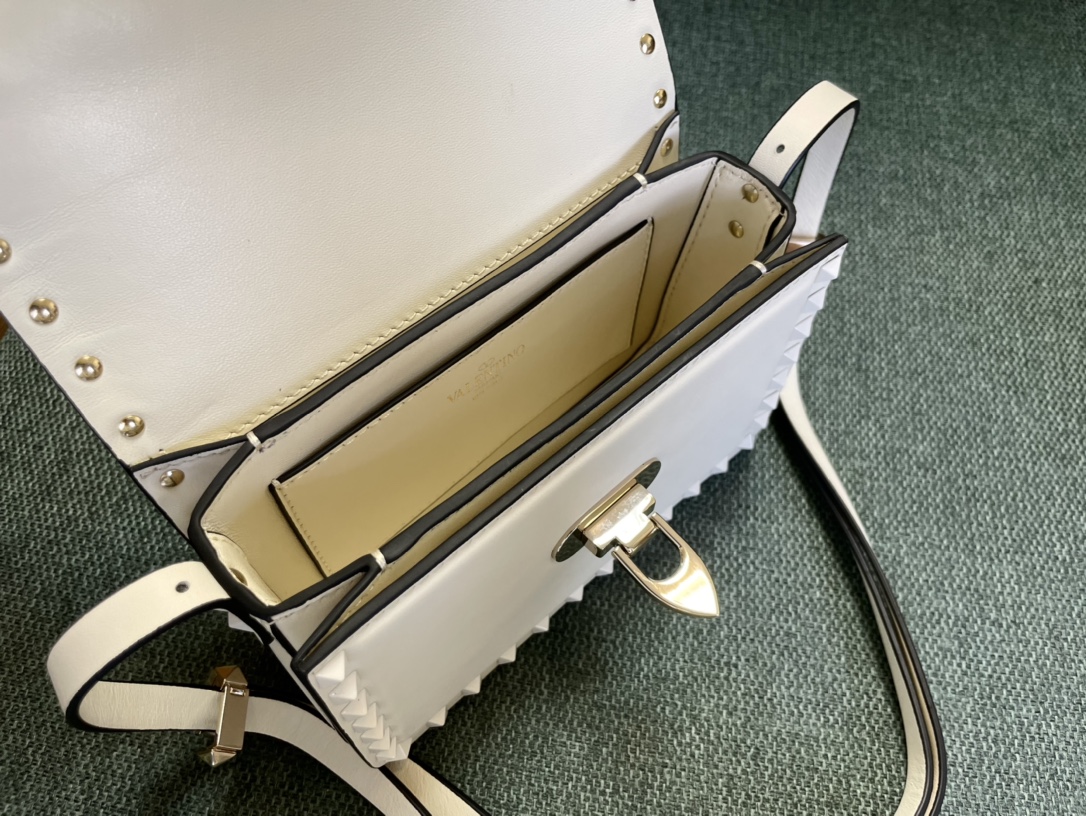 Valentino Rockstud Mini Leather Shoulder Bag Women's White