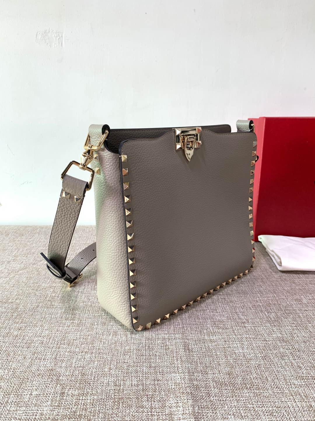 Valentino Rockstud Shoulder Bag - Grey Shoulder Bags,