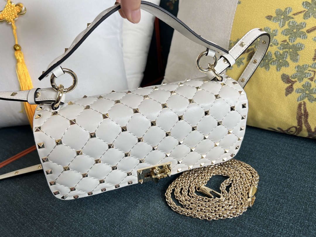 Valentino Rockstud Spike Shoulder bag Ivory New  WHITE