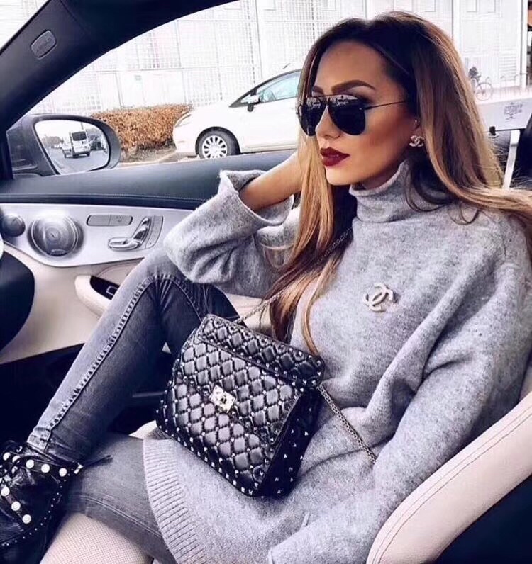 Valentino Rockstud Spiked Shoulder Bag - Black Shoulder