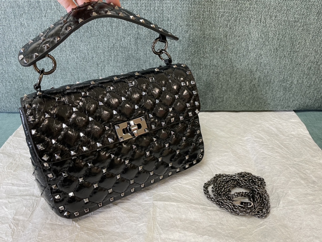 Valentino Rockstud Top Handle Bag - Black Handle BagS