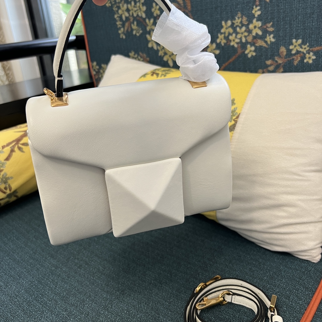 Valentino Rockstud Top Handle Bag - White Handle Bags,