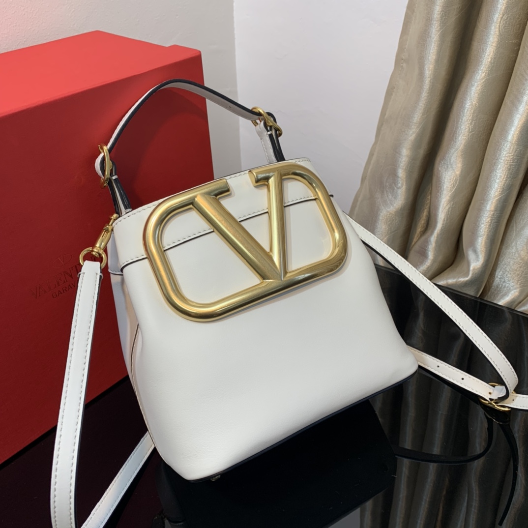 Valentino Roman Stud Leather Bag in White