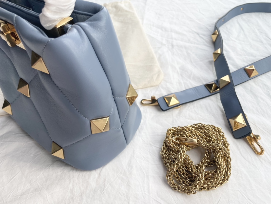 Valentino Roman Stud Small Handle Bag - Blue Handle Bags,