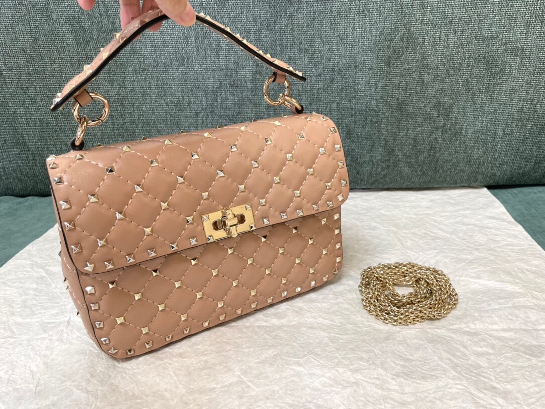 Valentino Small Nappa Rockstud Spike Bag for Woman in Black |