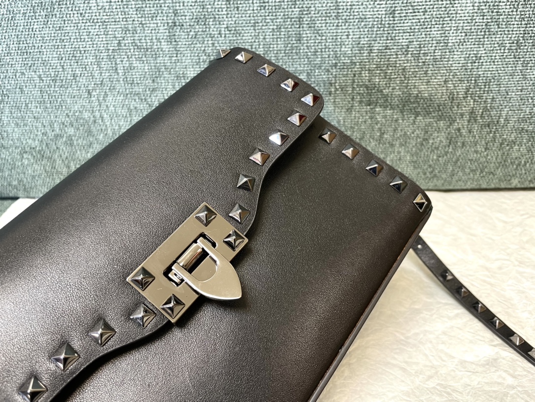 Valentino Small Rockstud Grainy Calfskin Crossbody Bag for Woman in