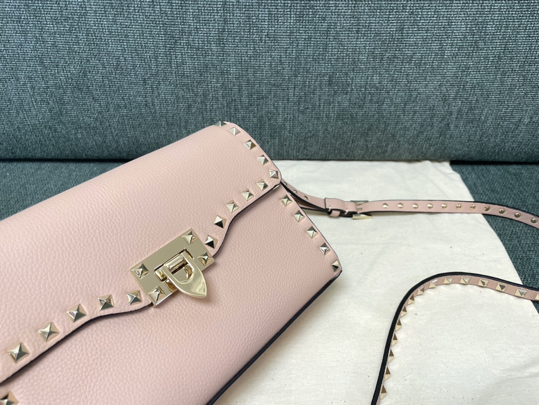 Valentino Small Rockstud Grainy Calfskin Crossbody Bag for Woman in