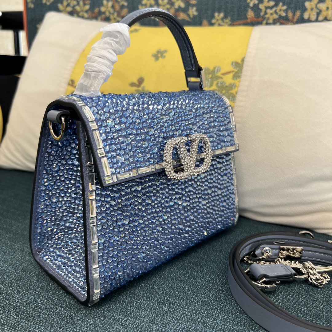 Valentino Small Valentino Garavani Locò Denim Shoulder Bag With