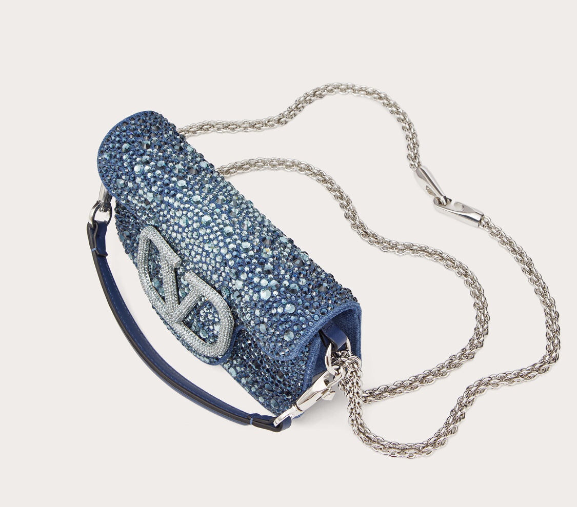 Valentino Small Valentino Garavani Locò Denim Shoulder Bag With