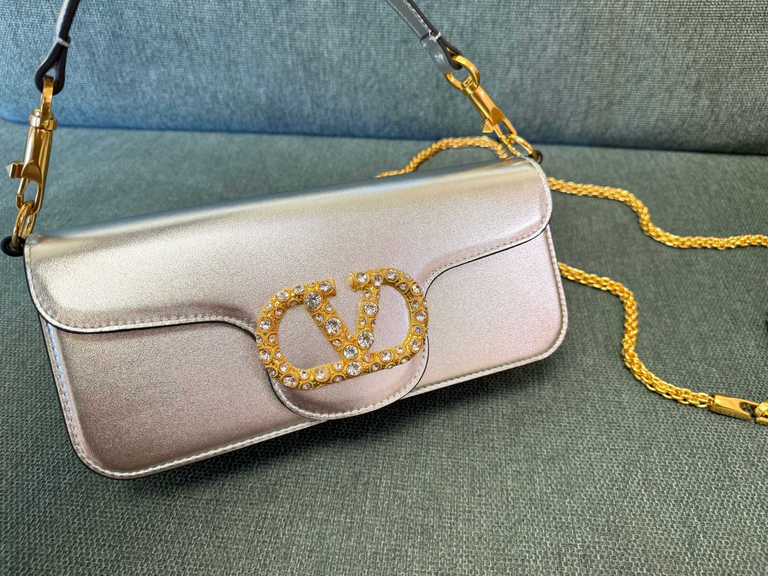 Valentino Small Valentino Garavani Locò Metallic Calfskin Shoulder Bag