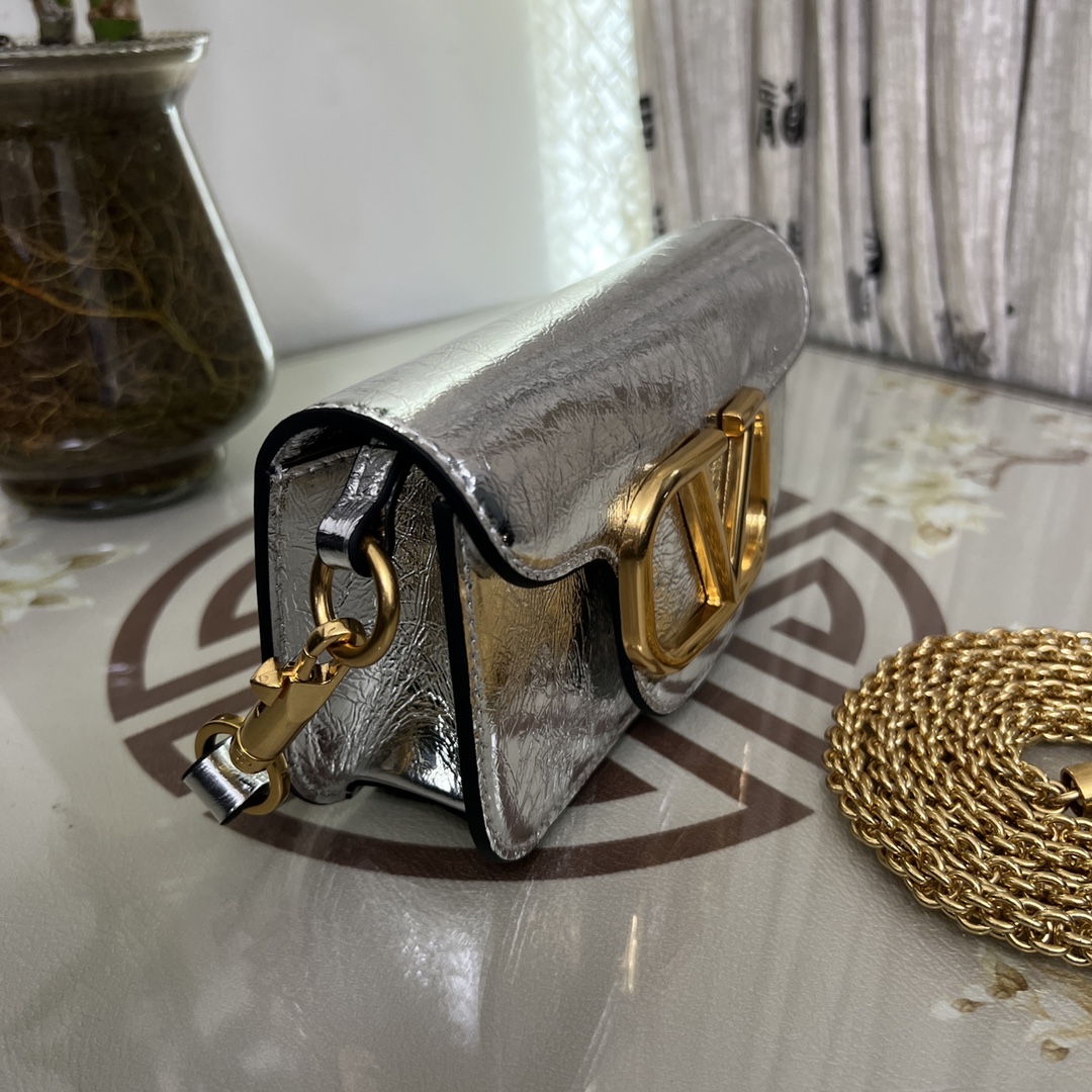 Valentino Small Valentino Garavani Locò Shoulder Bag metallic calfskin