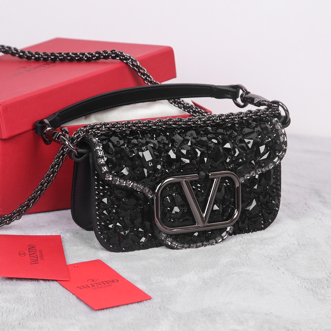 Valentino Small Valentino Garavani Locò Shoulder Bag With Crystals for