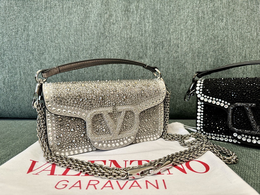 Valentino Small Valentino Garavani Locò Shoulder Bag With Rhinestones