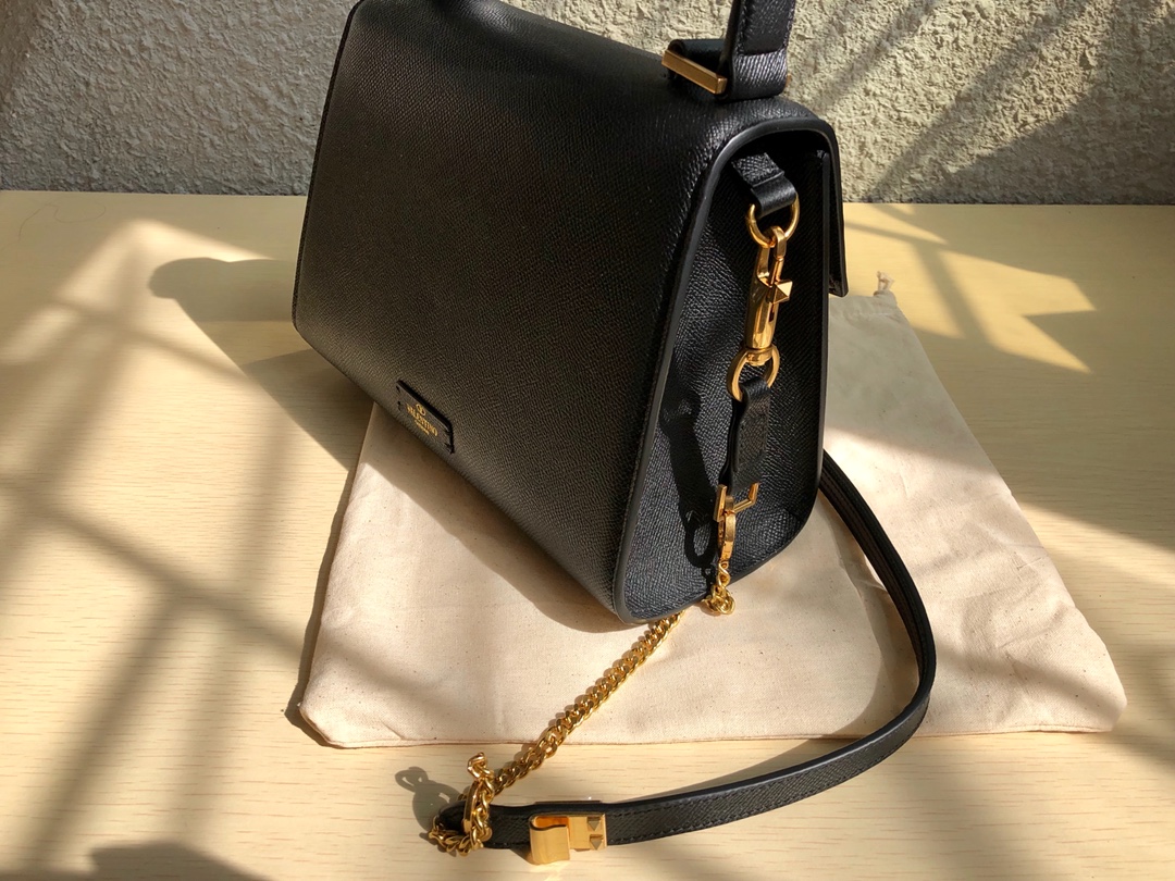 Valentino Small Vsling Grainy Calfskin Handbag for Woman in Black