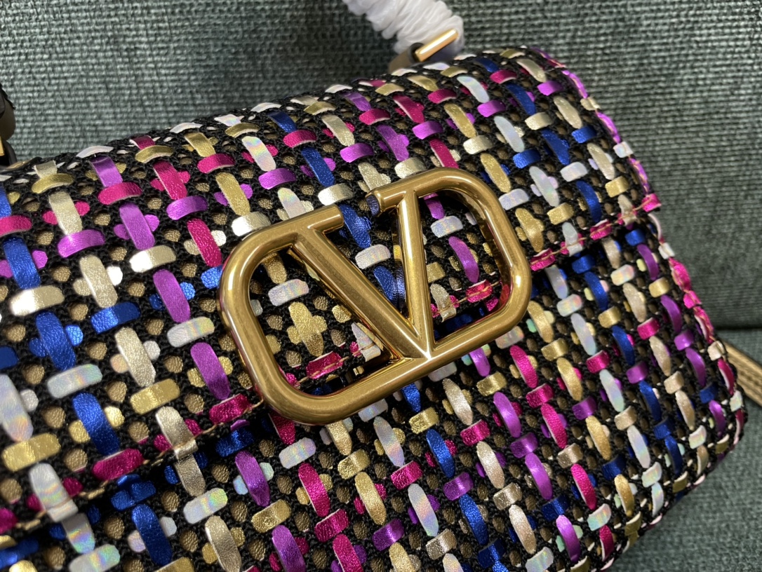 Valentino SMALL VSLING HANDBAG IN WOVEN METALLIC NAPPA