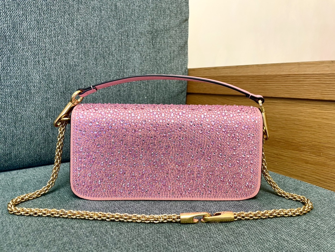 Valentino Valentino Garavani Locò Small Shoulder Bag pink  With Jewel Logo