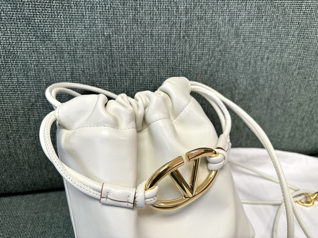 Valentino Vlogo Bucket Bag - Neutrals Bucket Bags, Handbags - VAL469855 WHITE