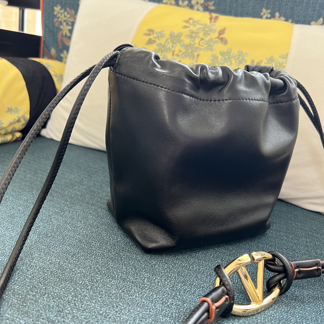 Valentino VLogo Medium Lambskin Bucket Bag