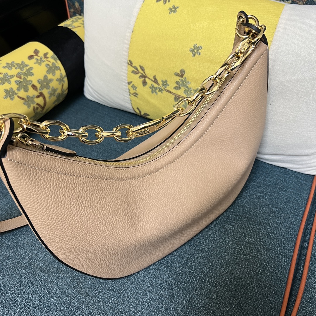 Valentino Vlogo Moon Medium Grainy Calfskin Hobo Bag With Chain