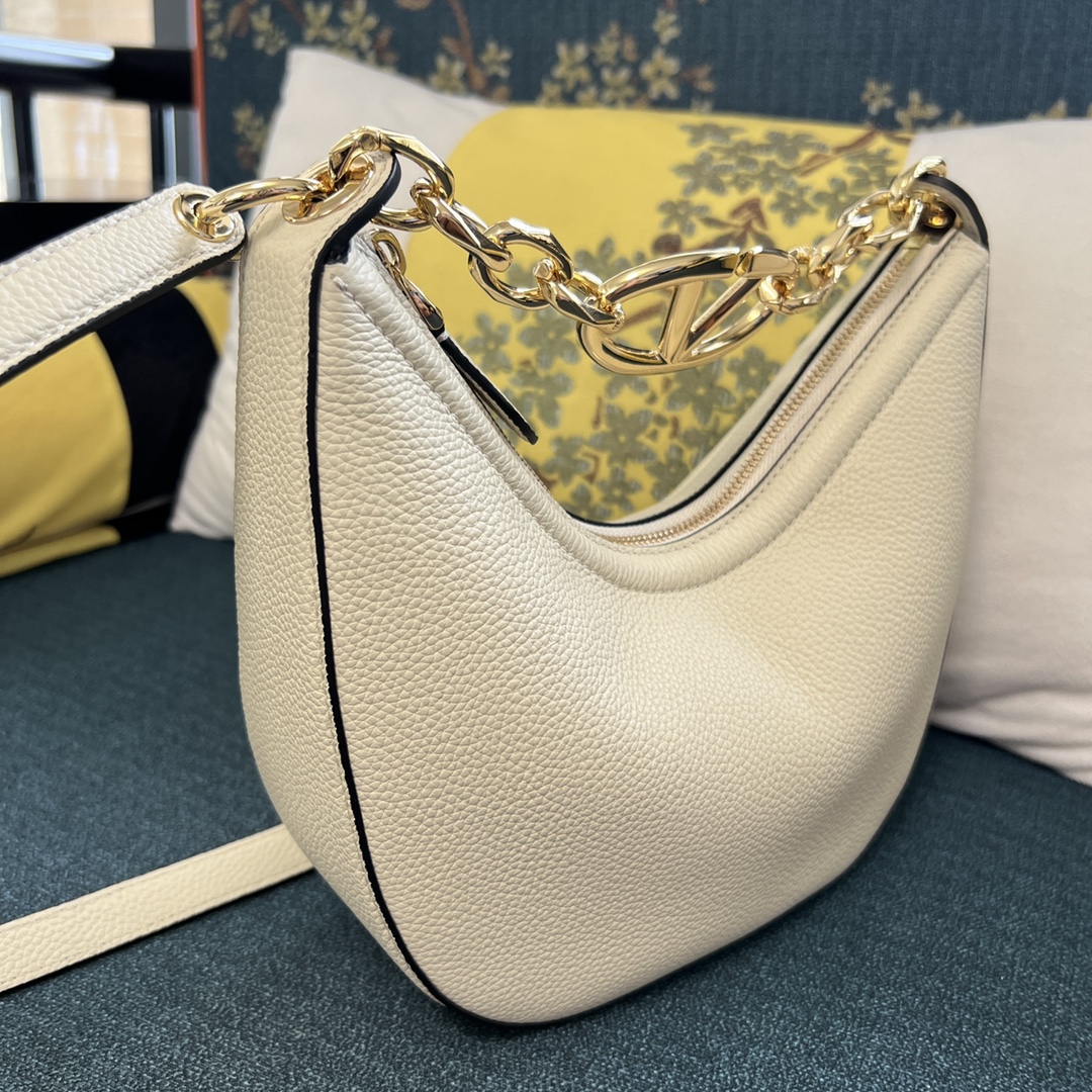 Valentino Vlogo Moon Small Leather Hobo Bag Women's