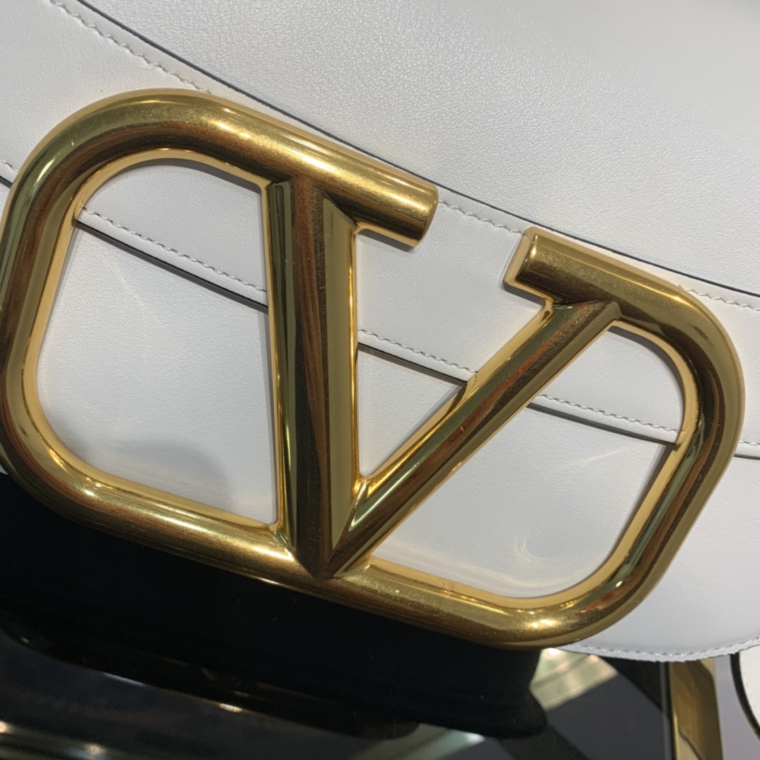 Valentino White Vlogo Supervee Medium Shoulder Bag