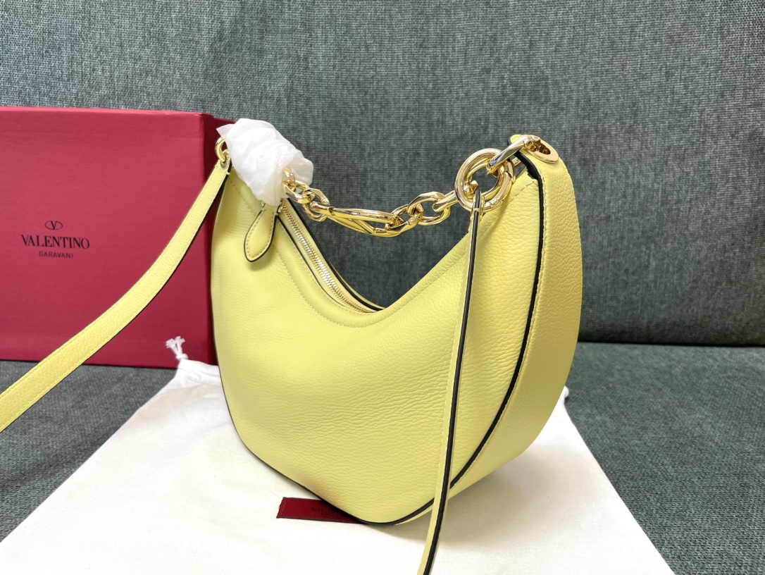 Valentino Women Small Vlogo Moon Hobo Bag in Leather with Valentino  00289