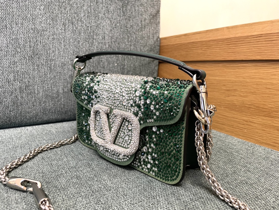 VALENTINO* women's handbag with full green and white stones Valentino 01399