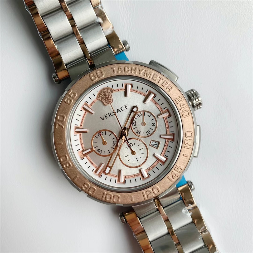 Alternative view of Versace Silver Rose Gold Watch - Versace Chronograph Silver Rose Gold