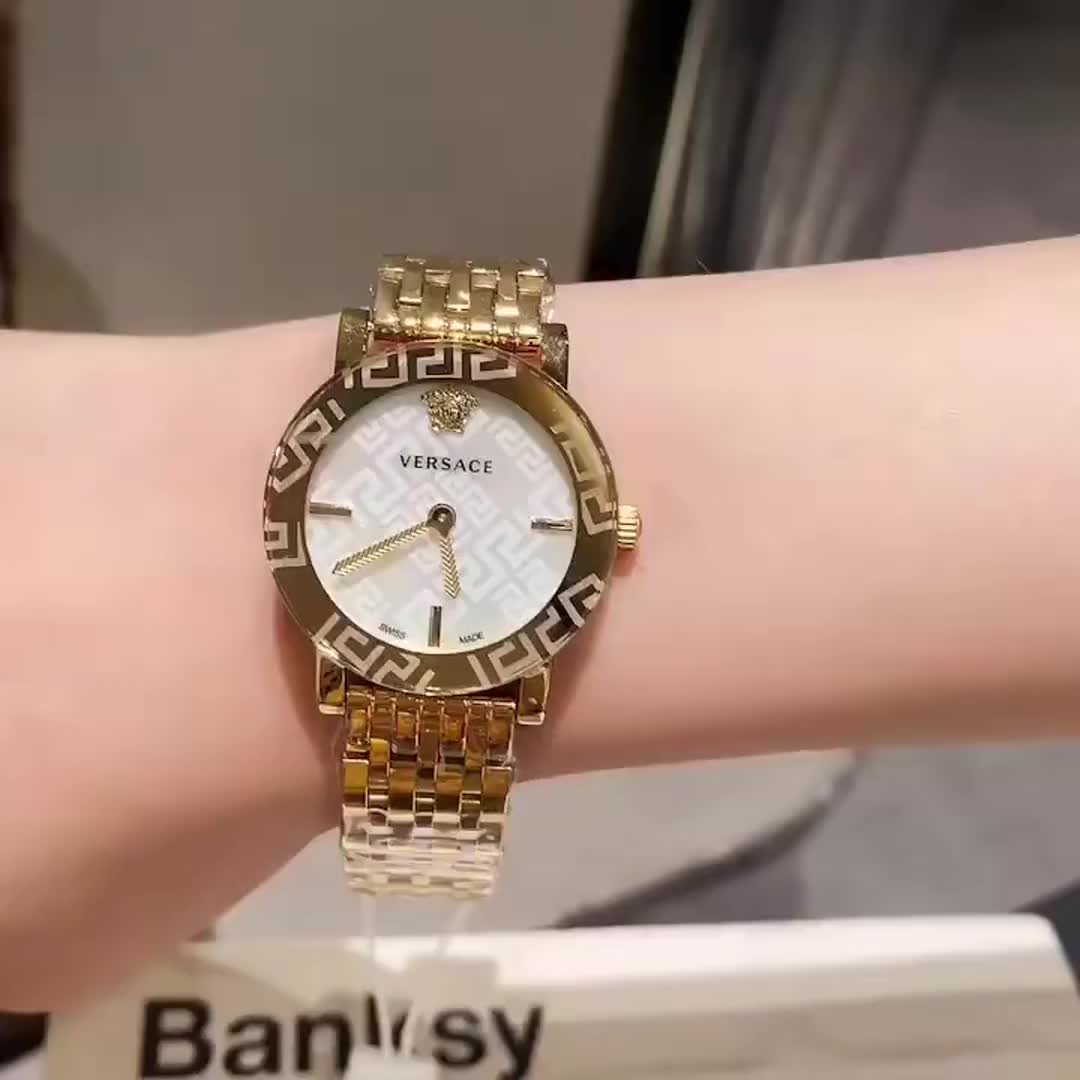 white Versace Greca Gold Watch - Versace Greca Gold Watch - White
