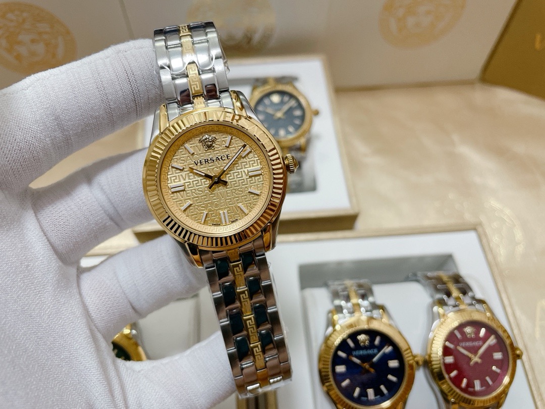 Versace Two-Tone Gold Dial Women's Watch - Versace Two-Tone Gold Dial