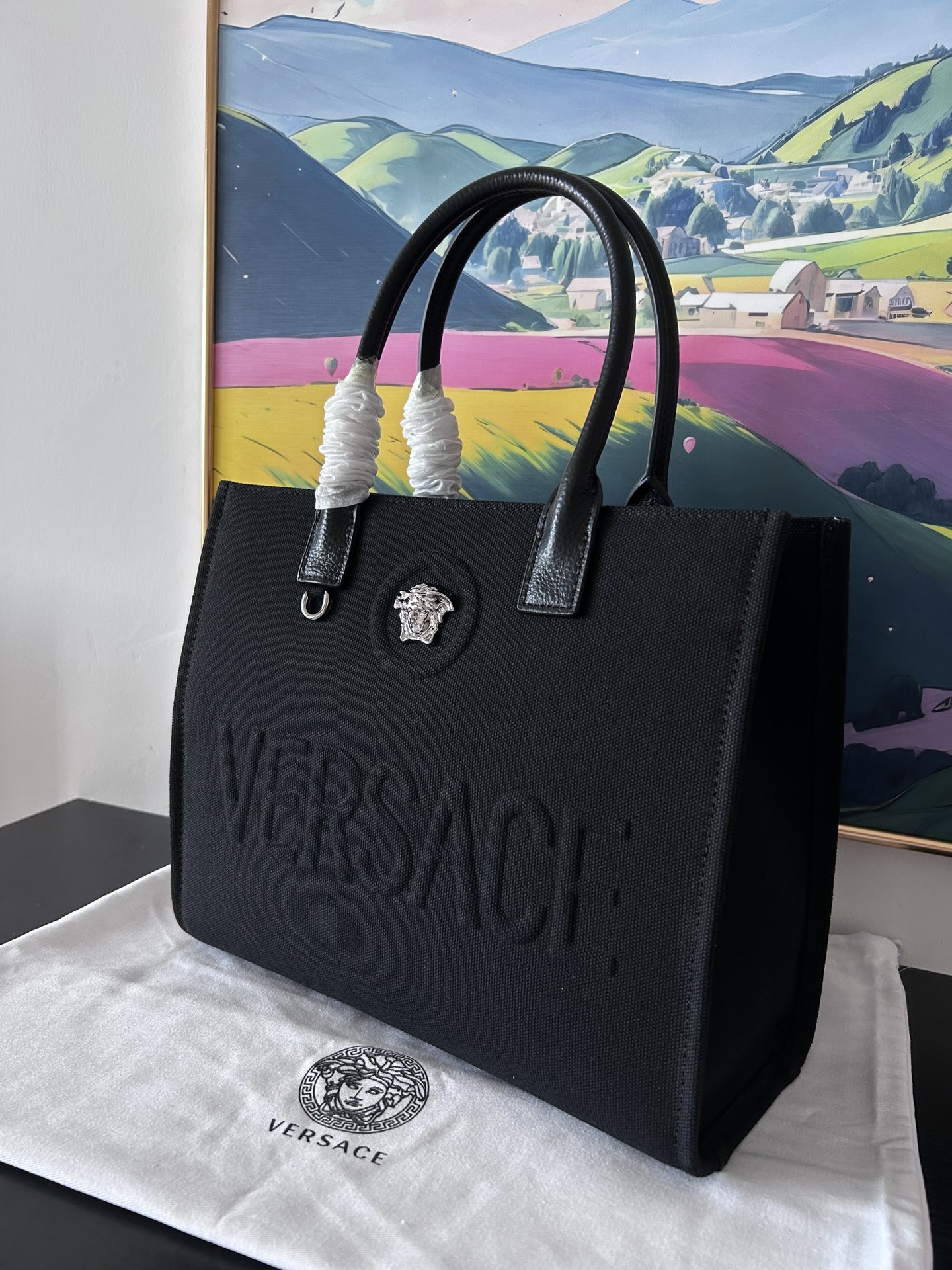 Versace La Medusa Canvas Small Tote Bag