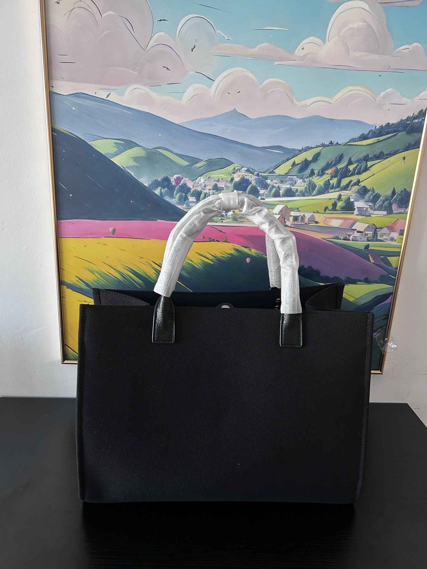 Versace Medusa Large Top Handle Black Canvas Tote Bag