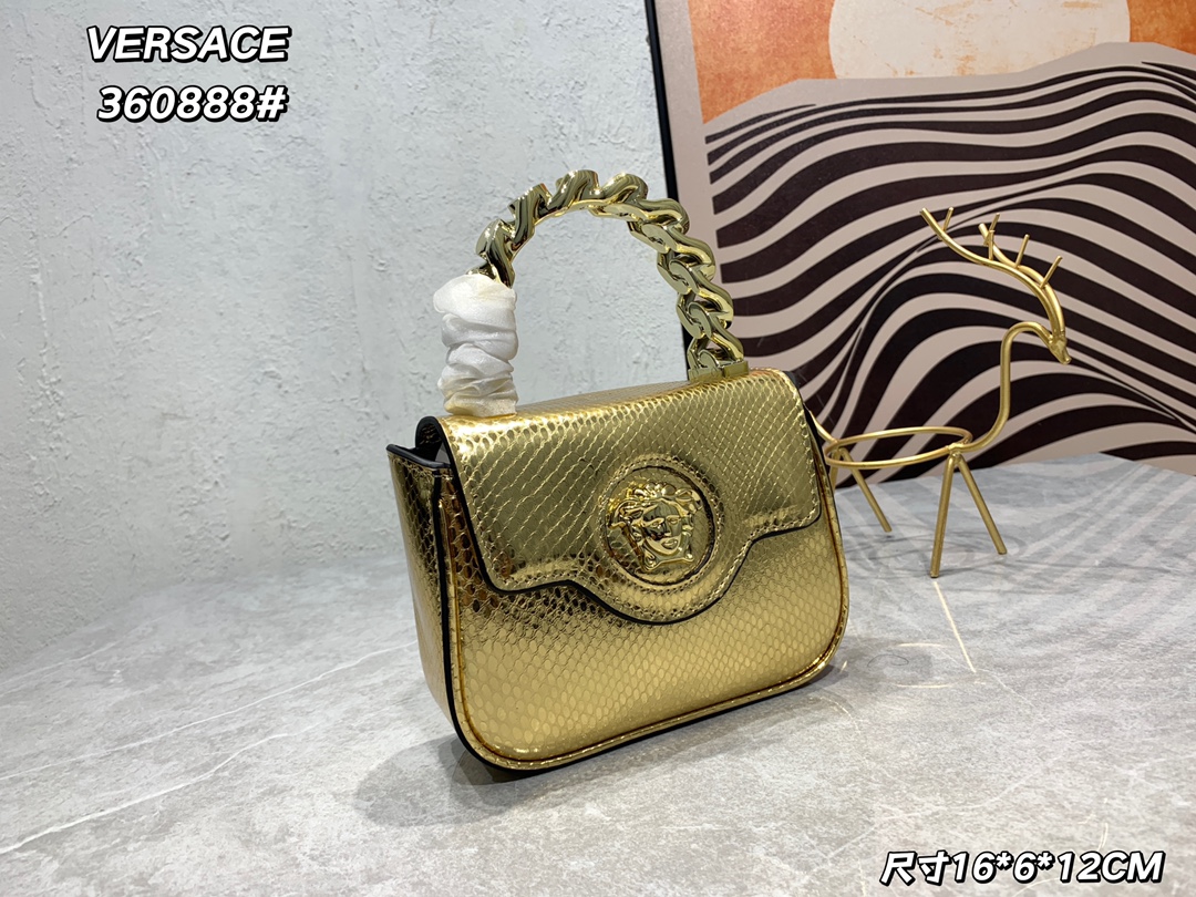 Versace Small La Medusa python-effect Tote Bag | Gold |
