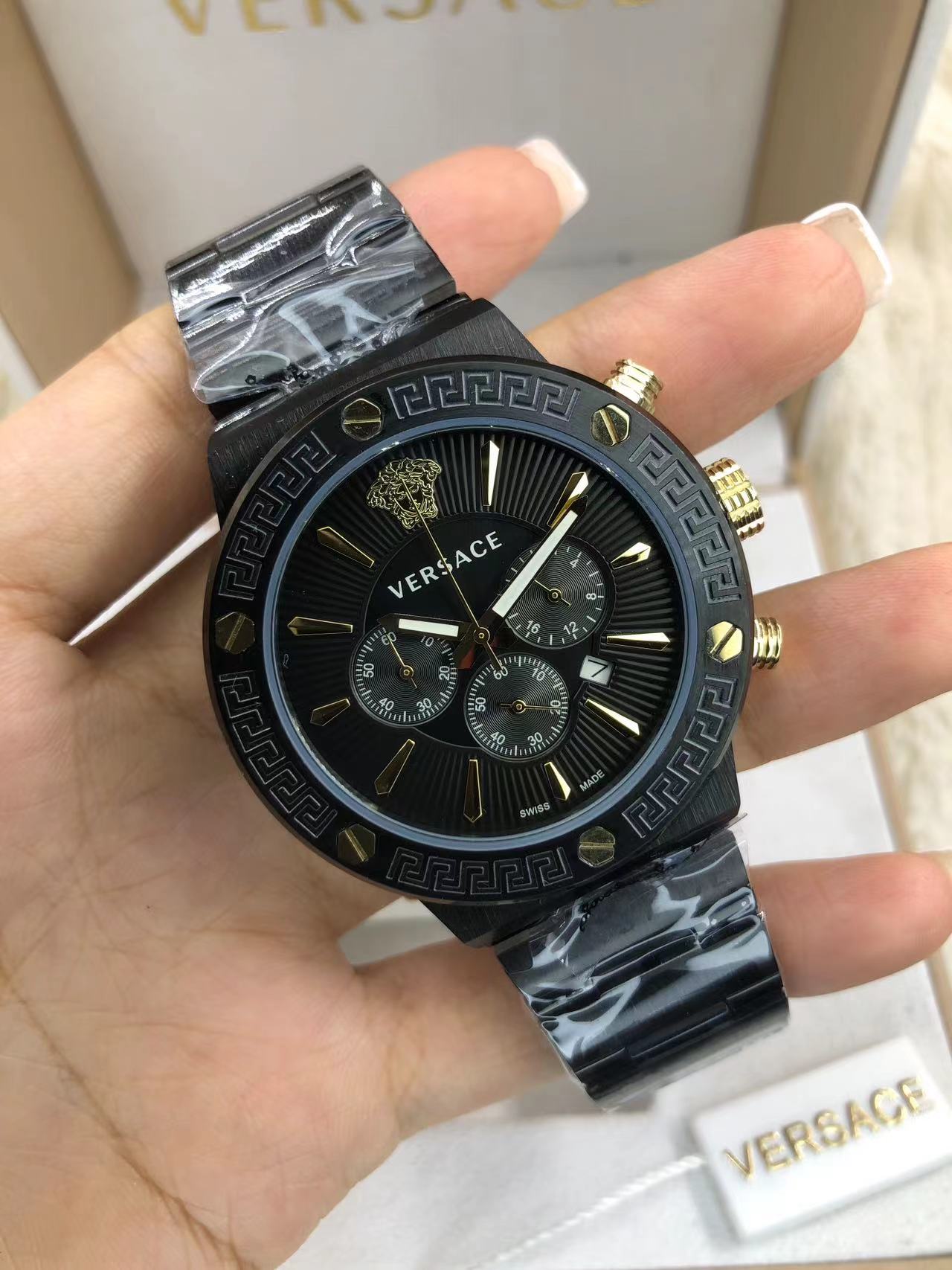 Versace Chrono Black Marble - Men's Luxury Watch