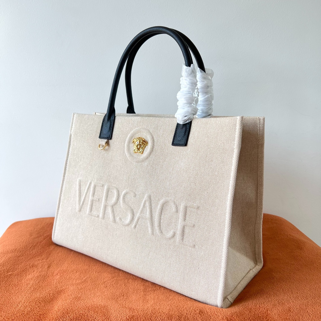 Versace XL Jacquard Embroidered Canvas Tote Bag Versace